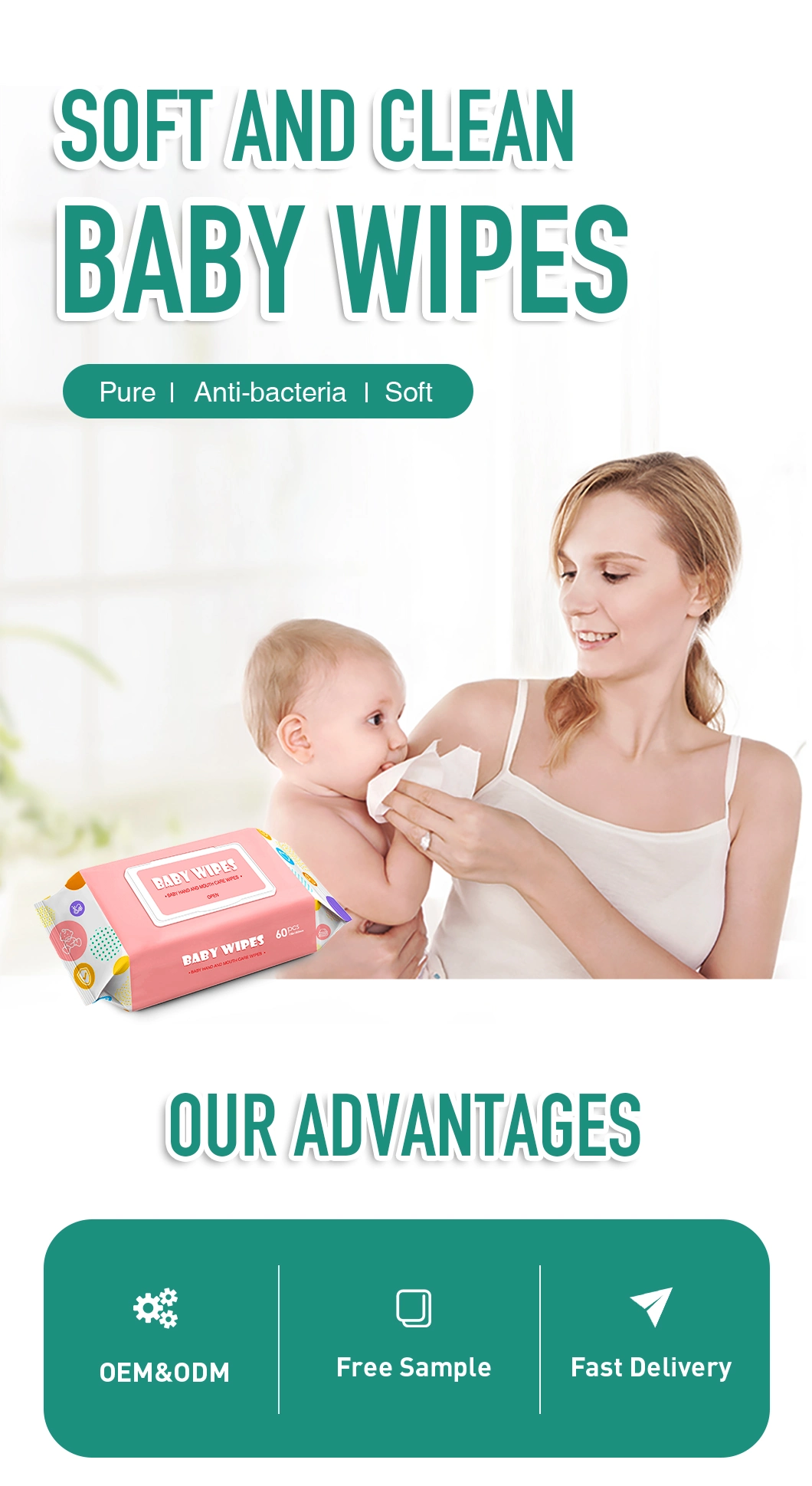 Unscented Flow Pack Baby Wipes for Hand and Mouth Cleaning