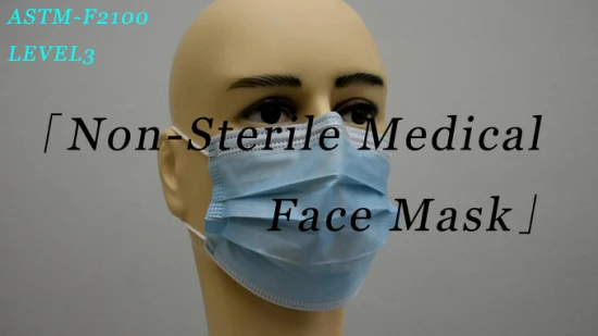 Máscara facial médica descartável não tecida com 3 dobras